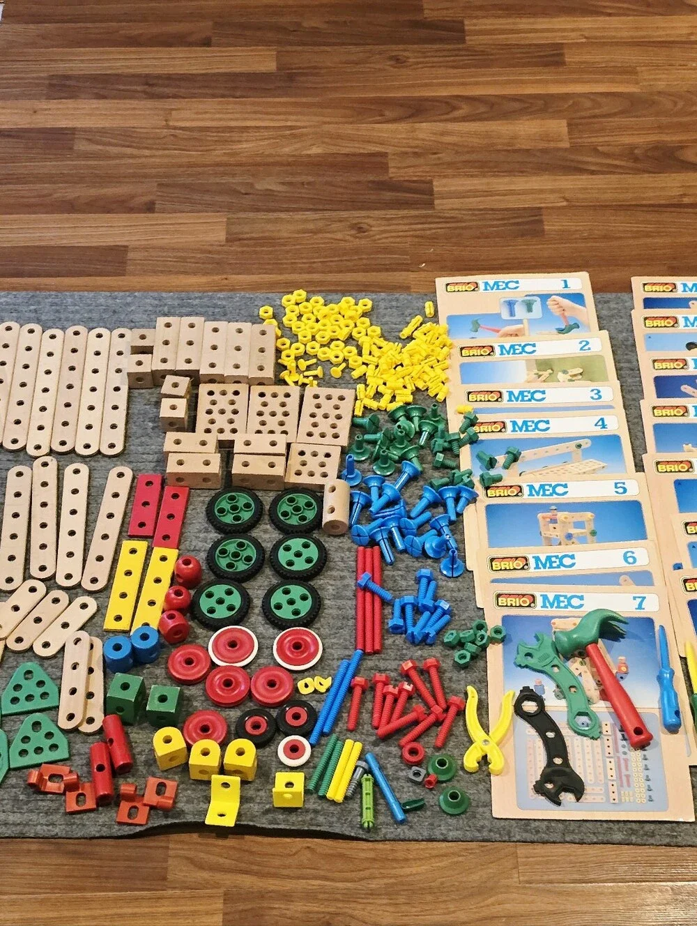 Vintage Brio Mec Construction Set Wood Plastic Toys Tools Stem Parts